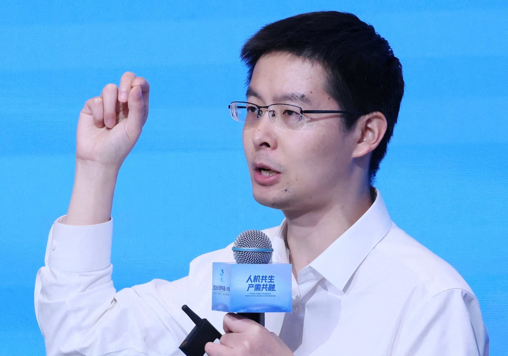 Unitree CEO Wang Xingxing speaks during the World Robot Conference in Beijing, August 20, 2026. Photo: Reuters